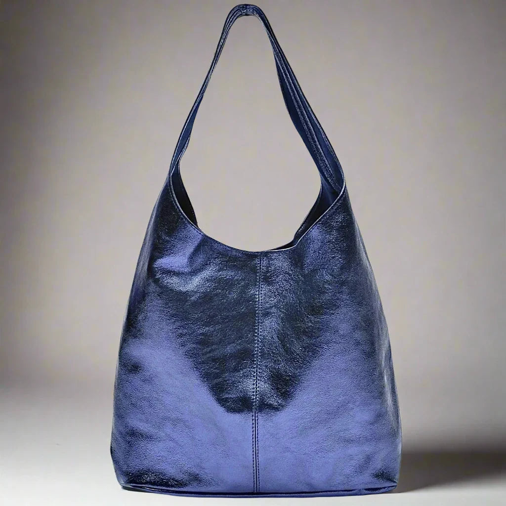 Silvia Metallic Suede Leather Slouch Shoulder Bag by Clemés (7 Colours)