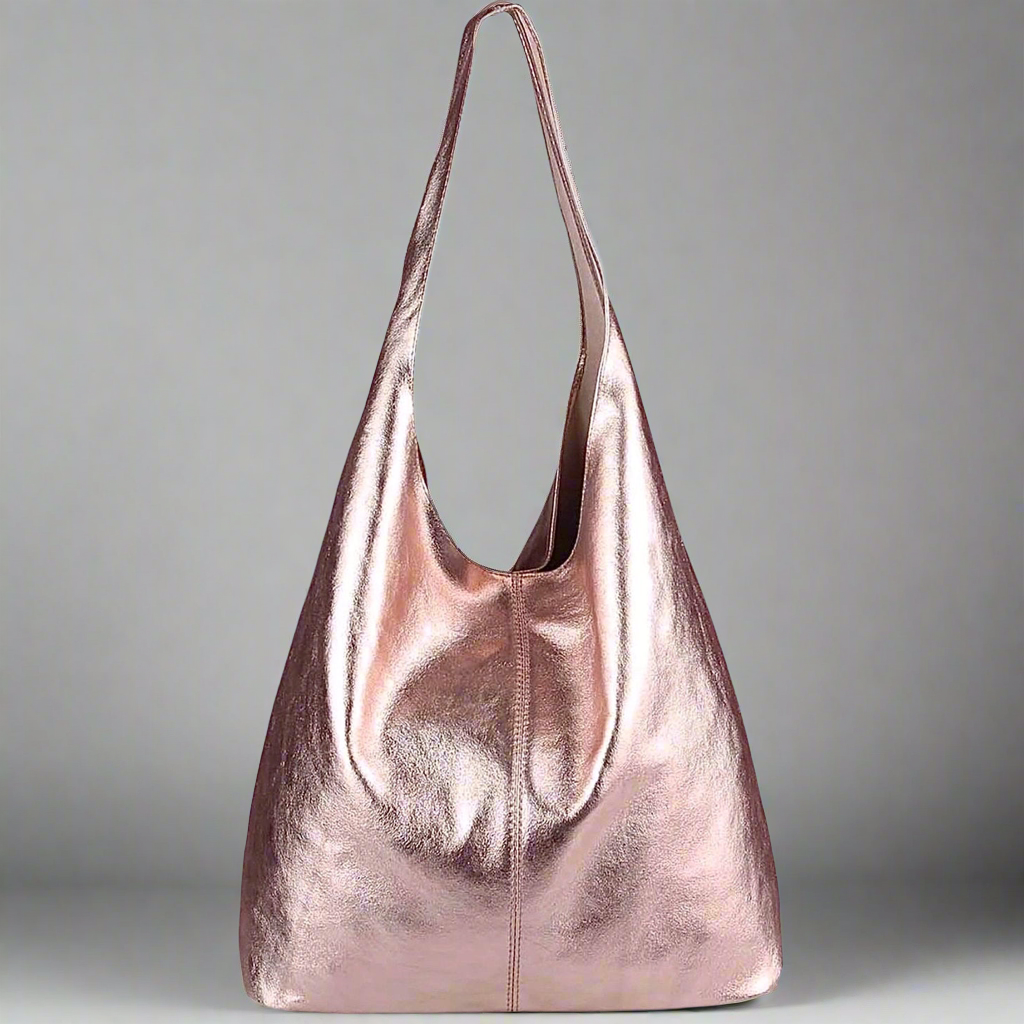 Silvia Metallic Suede Leather Slouch Shoulder Bag by Clemés (7 Colours)