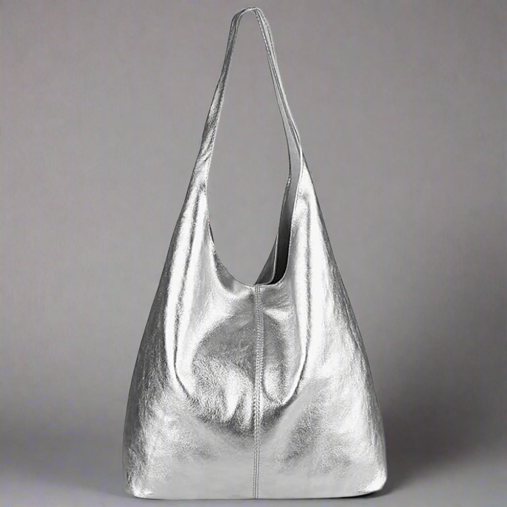 Silvia Metallic Suede Leather Slouch Shoulder Bag by Clemés (7 Colours)