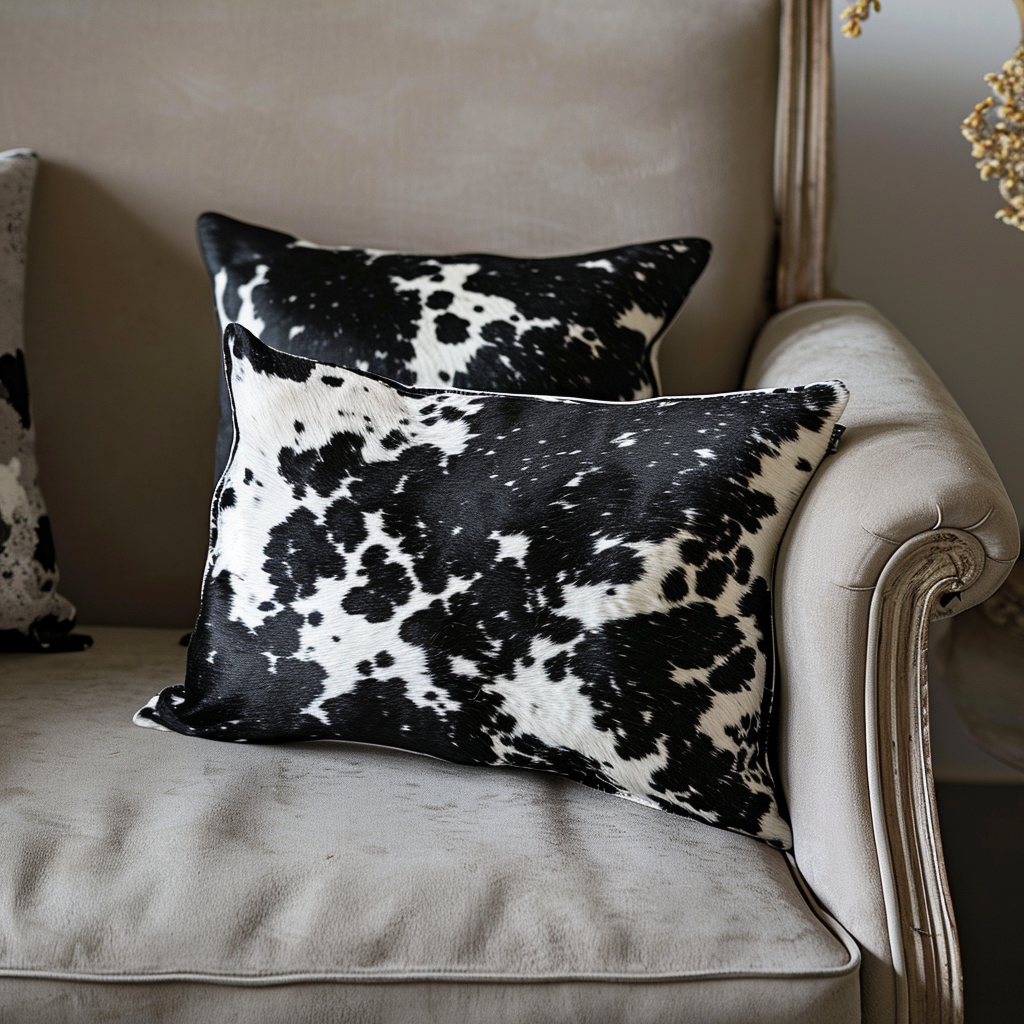Genuine Cowhide Cushion, Black