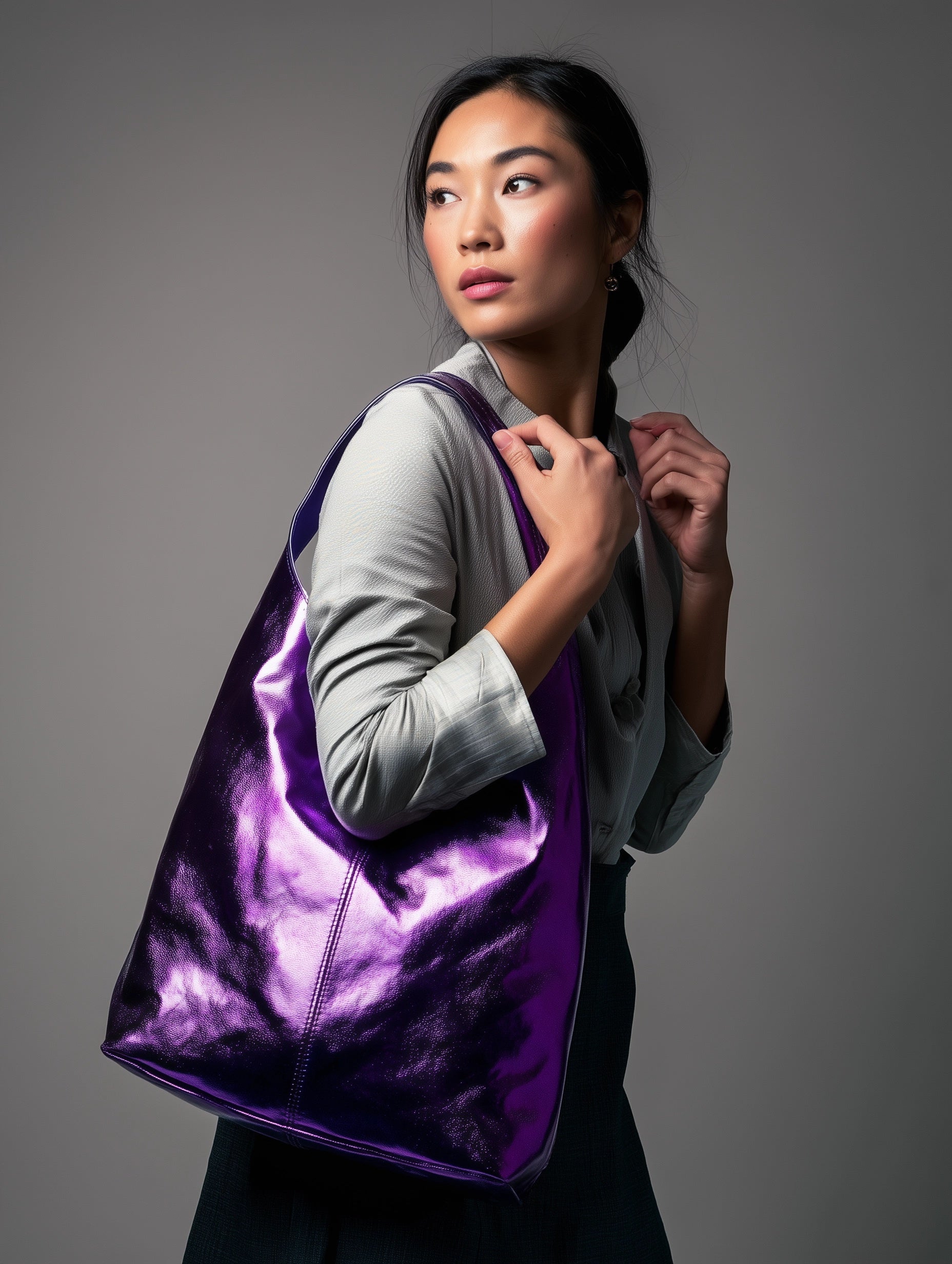 Silvia Metallic Suede Leather Slouch Shoulder Bag by Clemés (7 Colours)