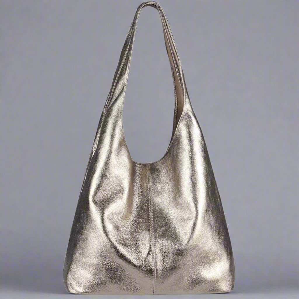 Silvia Metallic Suede Leather Slouch Shoulder Bag by Clemés (7 Colours)