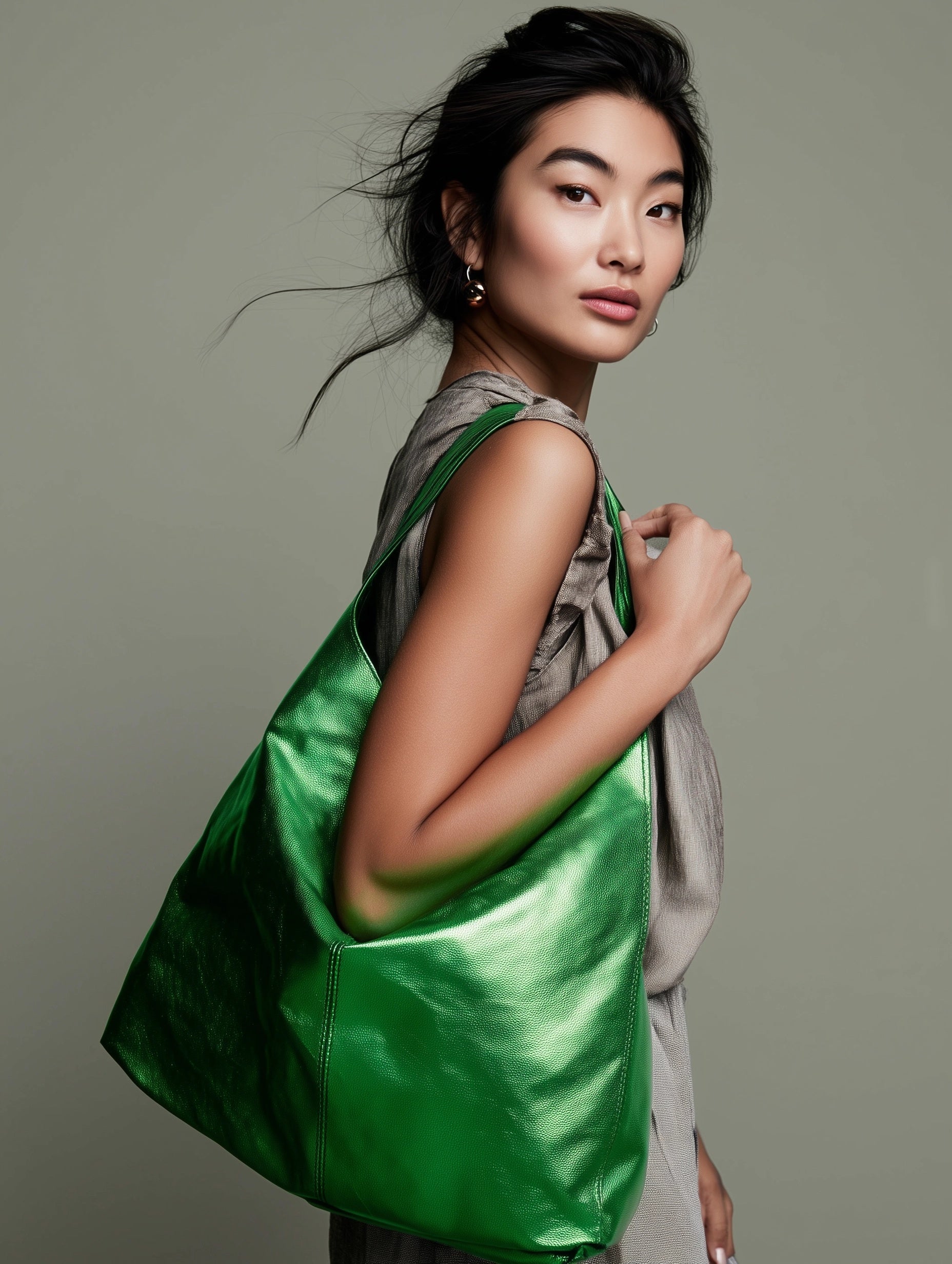 Silvia Metallic Suede Leather Slouch Shoulder Bag by Clemés (7 Colours)