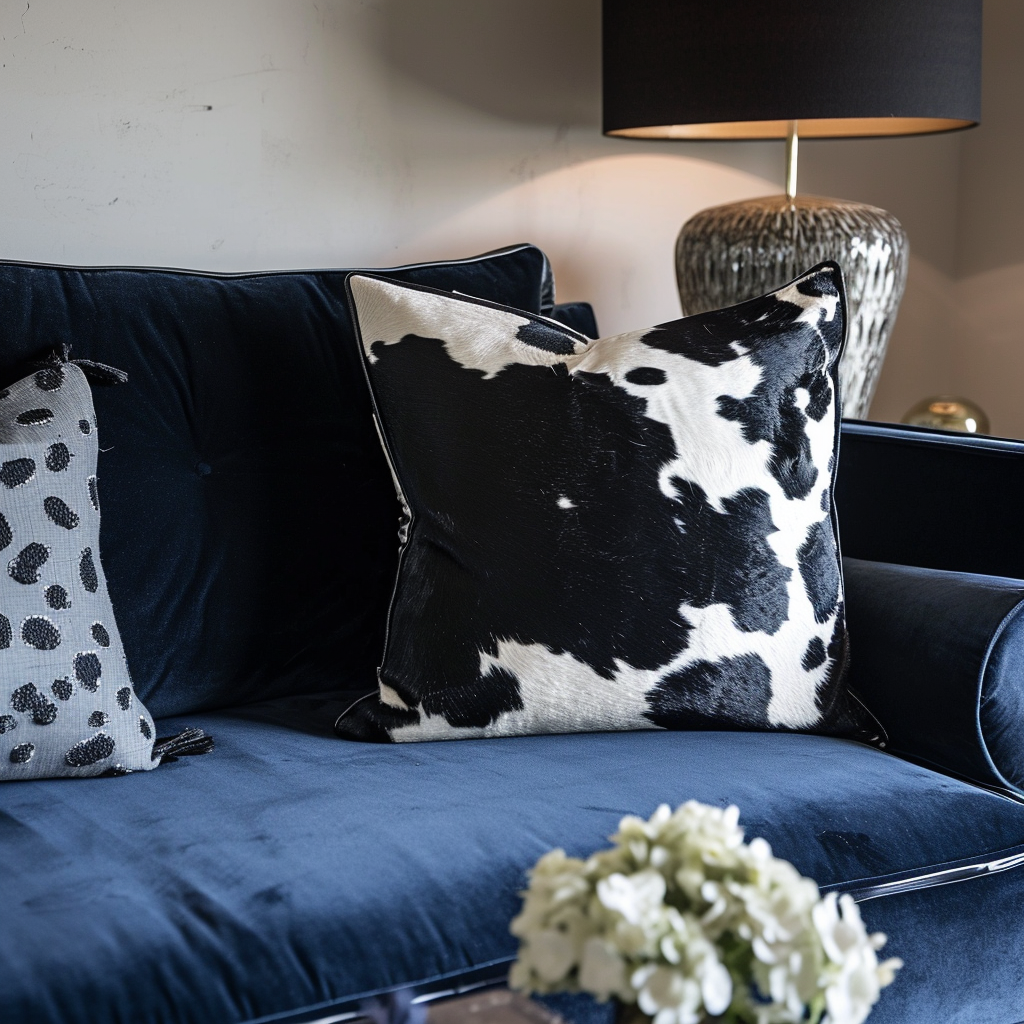 Genuine Cowhide Cushion, Black