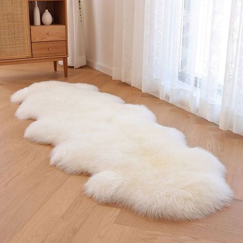 Natural Premium New Zealand Sheepskin Rug & Throw, Double, W65 x L180 cm (3 Colours)