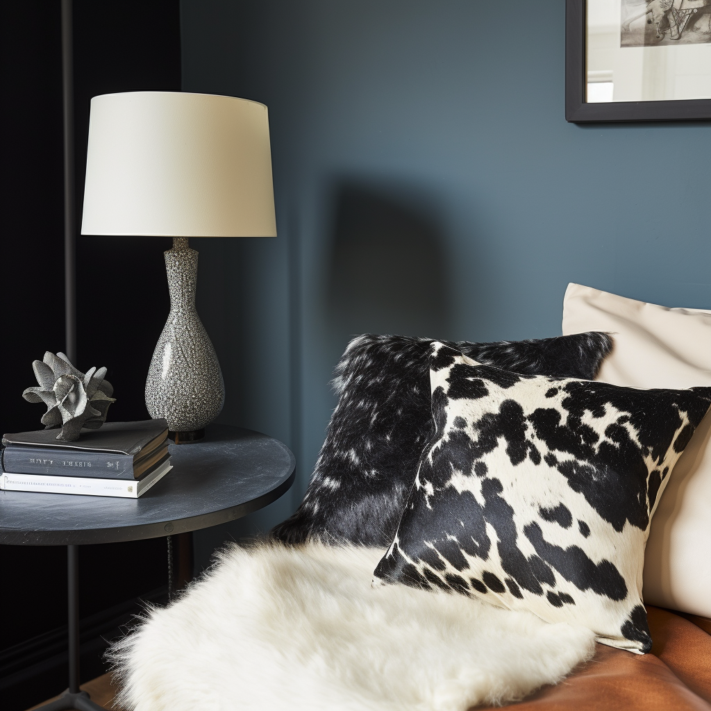 Genuine Cowhide Cushion, Black