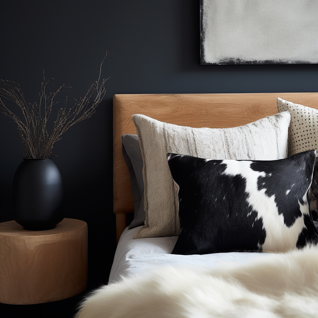 Genuine Cowhide Cushion, Black