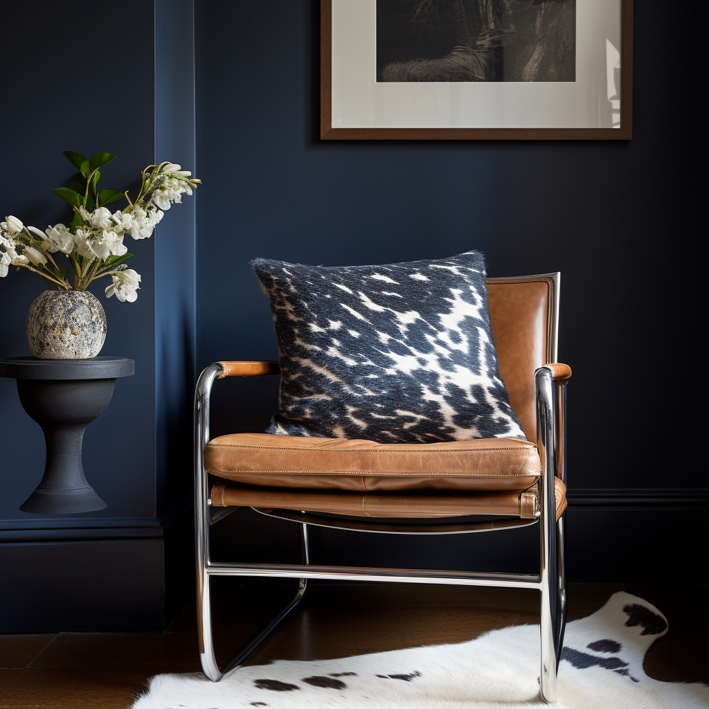 Genuine Cowhide Cushion, Black