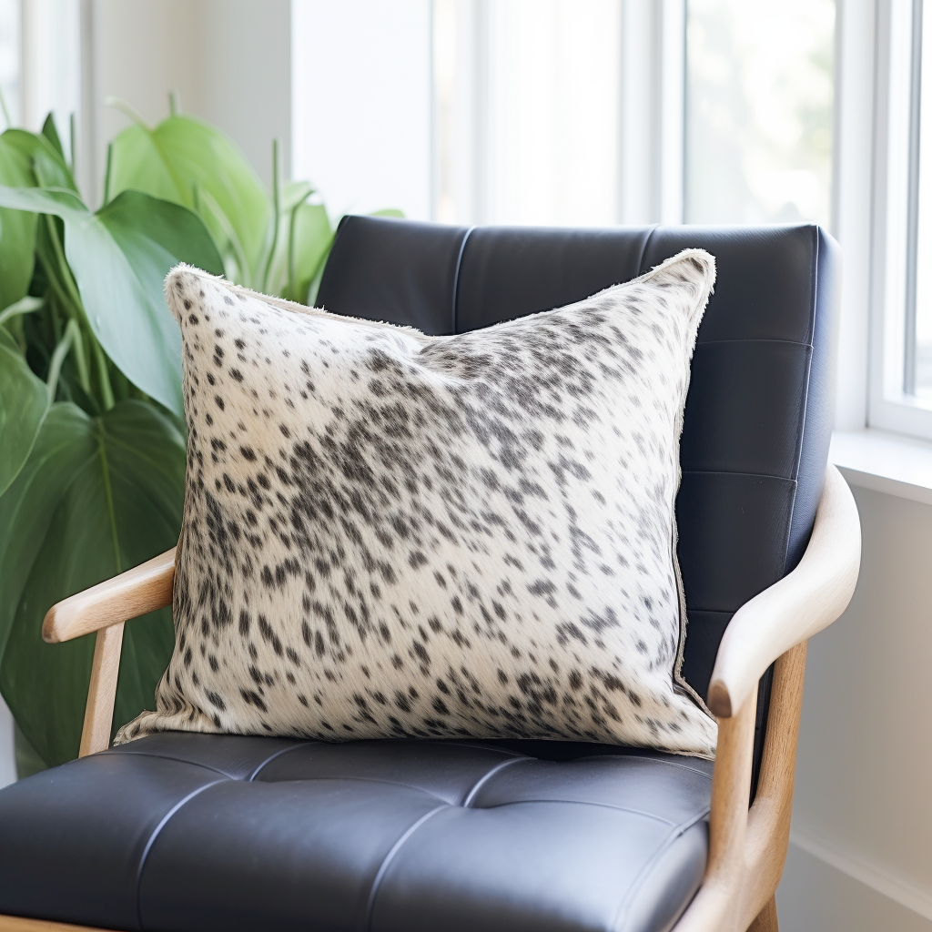 Genuine Cowhide Cushion, Black