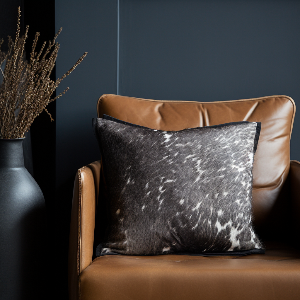 Genuine Cowhide Cushion, Black