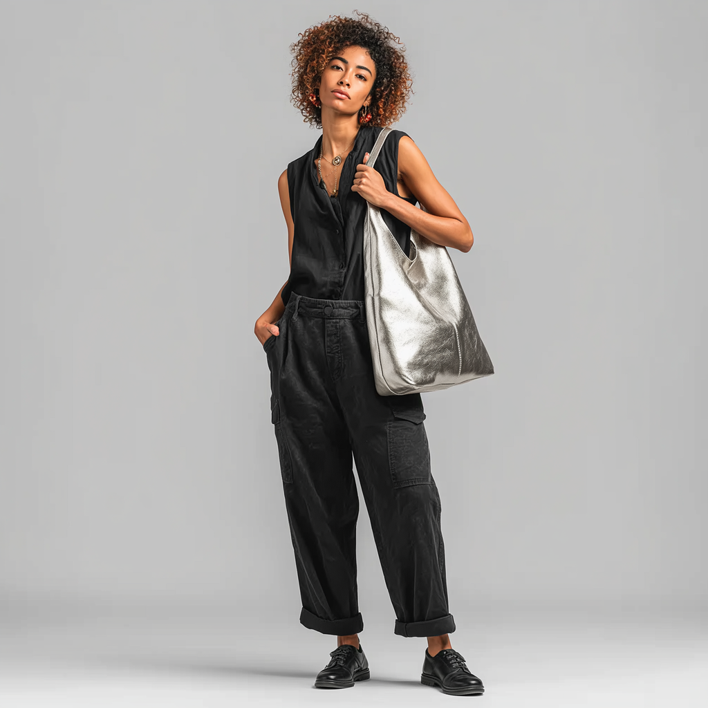 Silvia Metallic Suede Leather Slouch Shoulder Bag by Clemés (7 Colours)