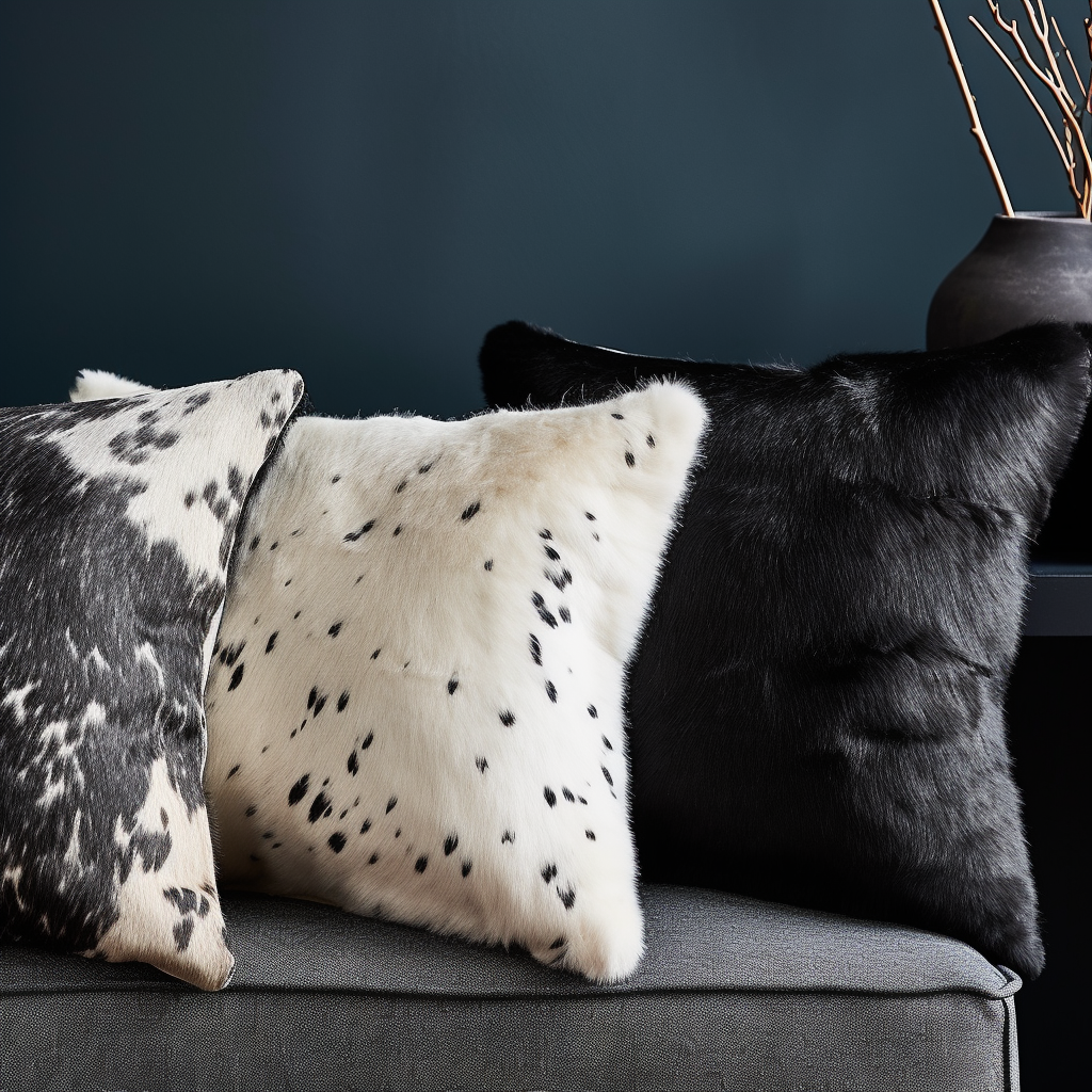 Genuine Cowhide Cushion, Black