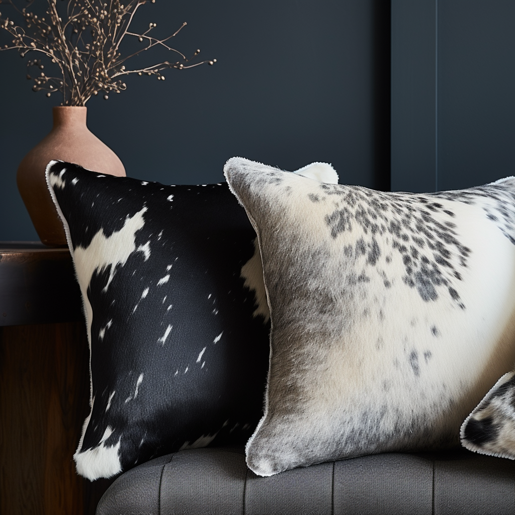 Genuine Cowhide Cushion, Black
