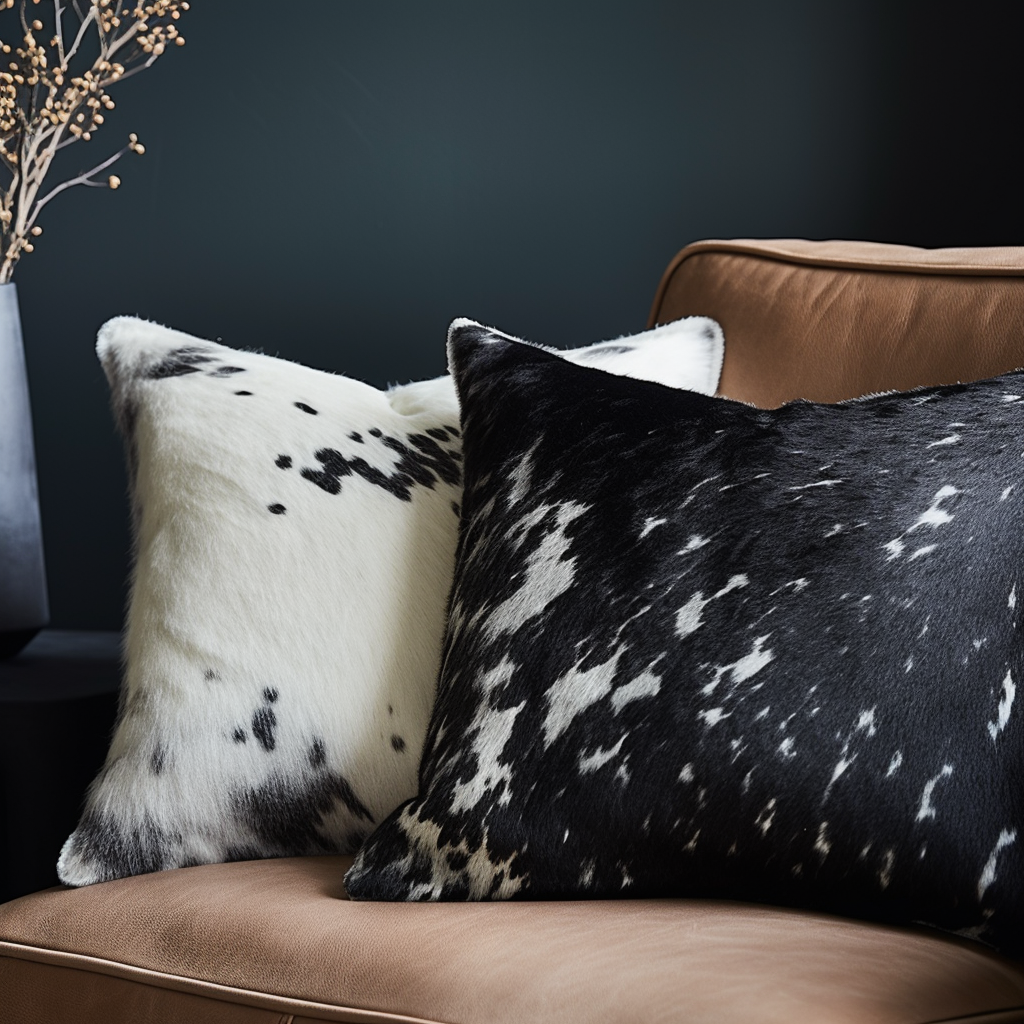 Genuine Cowhide Cushion, Black