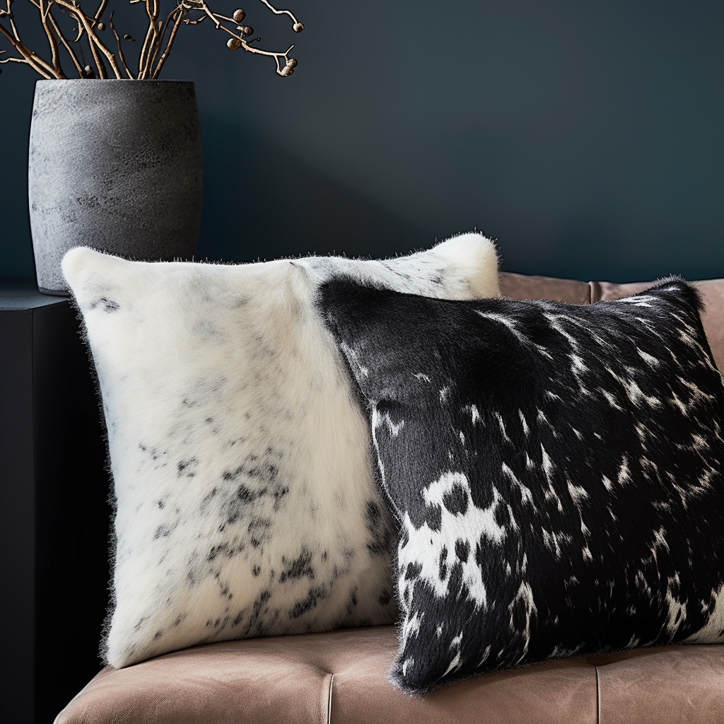 Genuine Cowhide Cushion, Black
